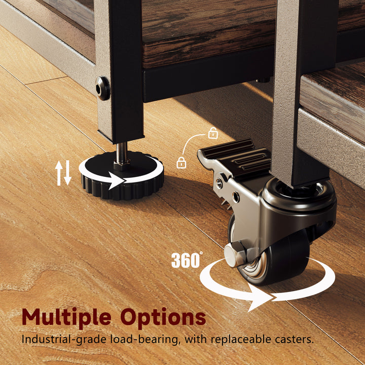 2-Tier Large Under Desk Printer Stand with Storage