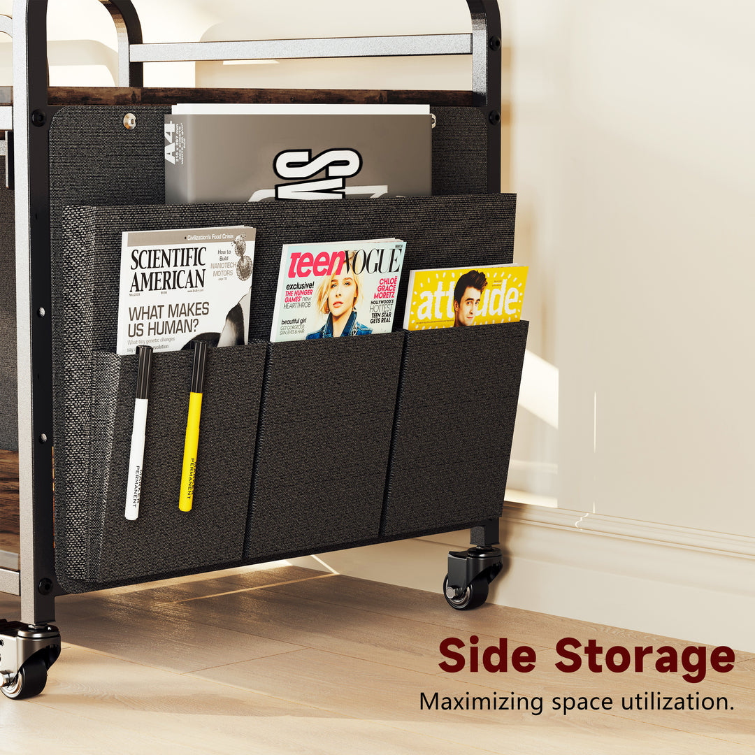 2-Tier Large Under Desk Printer Stand with Storage