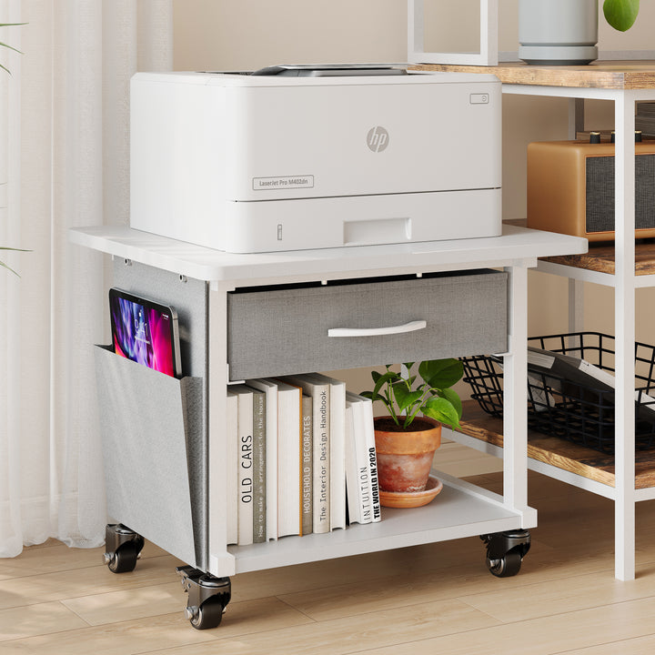 2 Tier Industrial-Grade Printer Stand with Drawer